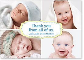 Boys Thank You Card - Four Baby Photos