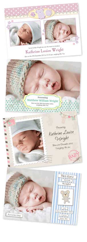 Some of our baby arrival cards