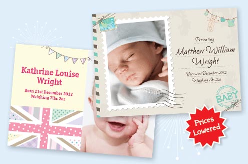 Birth announcements printed in the UK